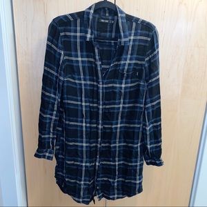 Obey Ammalyn Button Down Plaid Shirt Dress